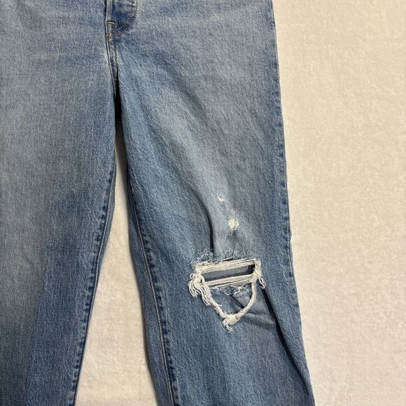 Levi's Premium Jeans Women's 28 Ribcage Straight Ankle High Rise Button Fly Blue - Picture 5 of 16